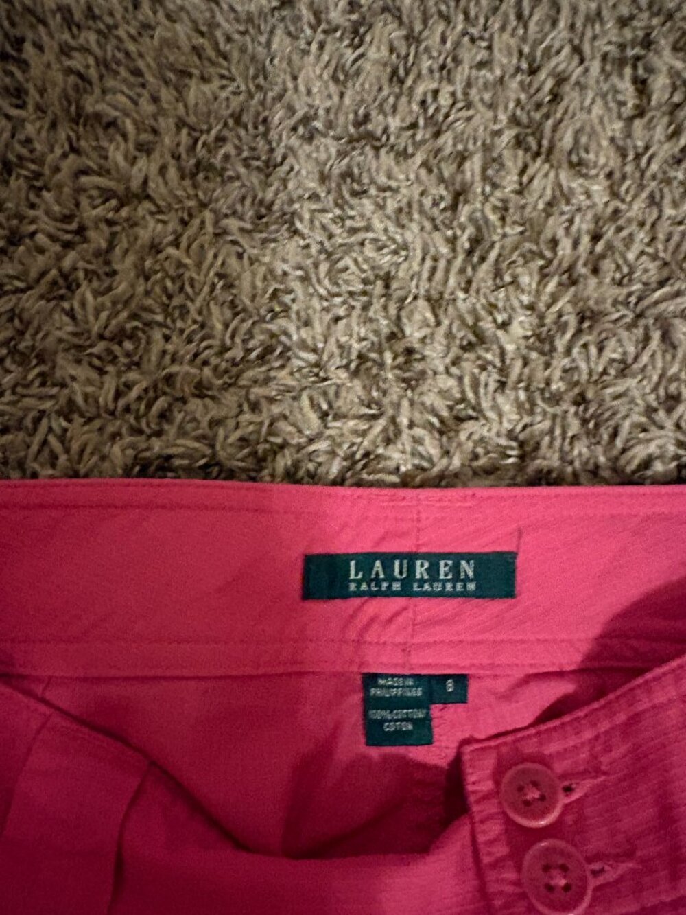 Lauren Ralph Lauren Hot Pink Cropped Cargo Pants - Picture 2 of 3